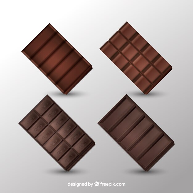 Collection de délicieuses tablettes de chocolat