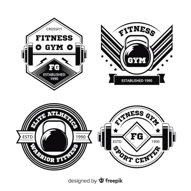 Vecteur gratuit collection de design plat logo crossfit de motivation