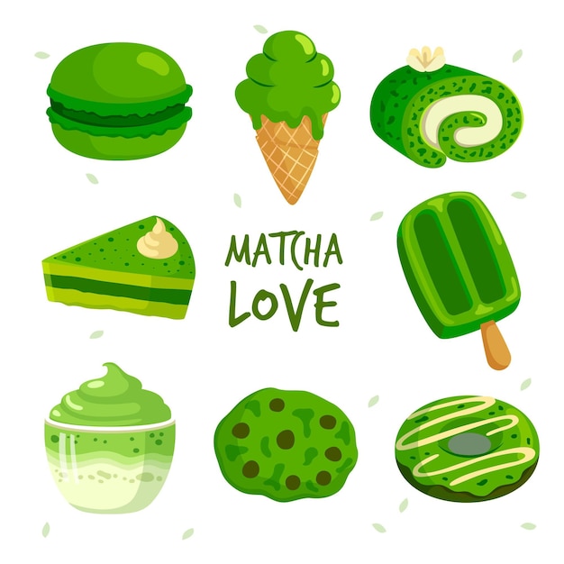 Collection De Desserts Au Matcha