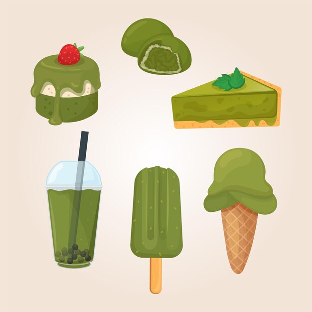 Collection de desserts au matcha