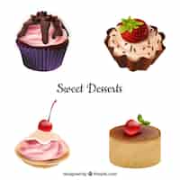 Vecteur gratuit collection de desserts de bonbons dans un style réaliste