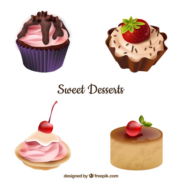 Collection de desserts de bonbons dans un style réaliste