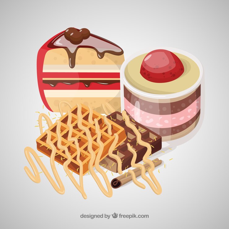 Vecteur gratuit collection de desserts sucrés au chocolat