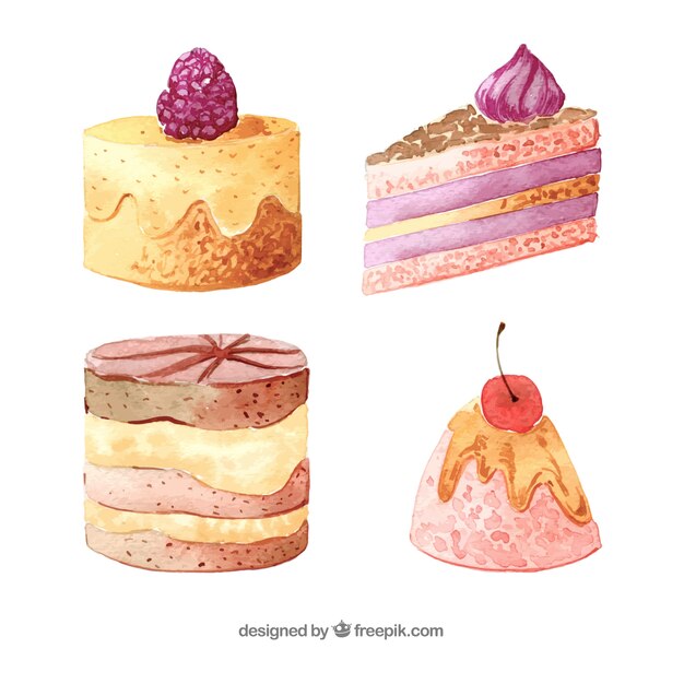 Collection de desserts sucrés dans un style aquarelle