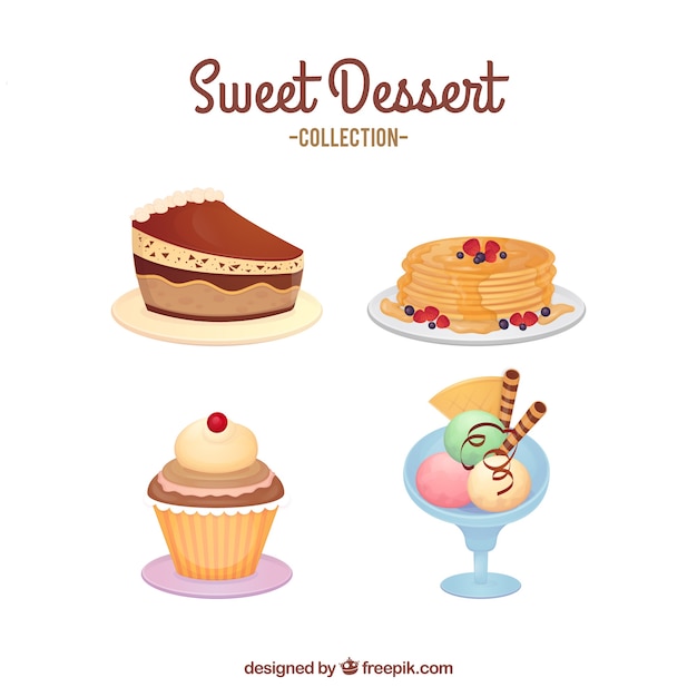 Vecteur gratuit collection de desserts sucrés dans un style dessiné à la main