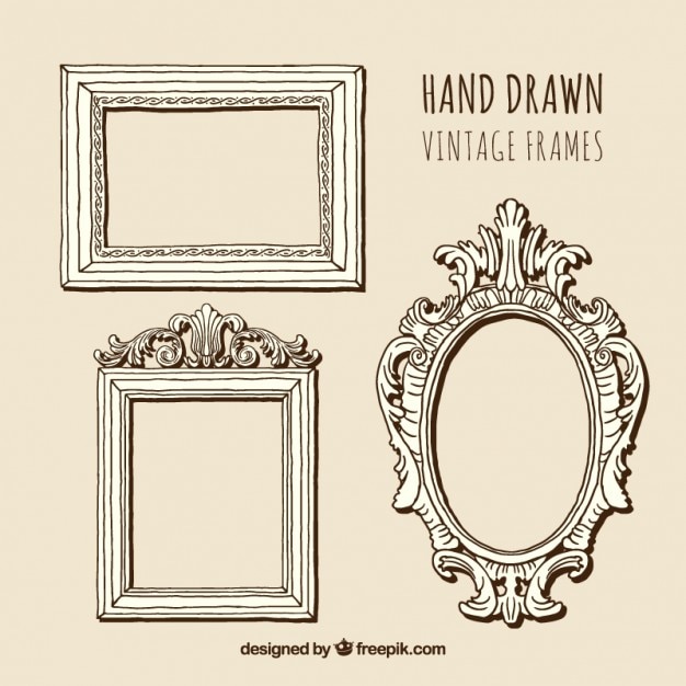 Collection Dessinés à La Main Vintage Frames