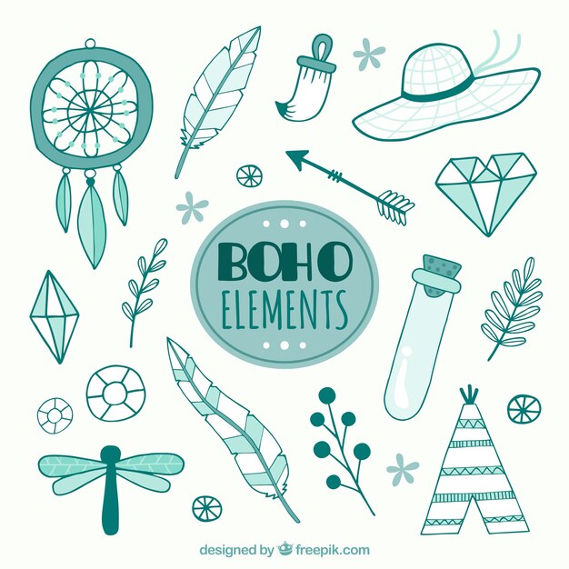 Collection de dessins boho et accessoires