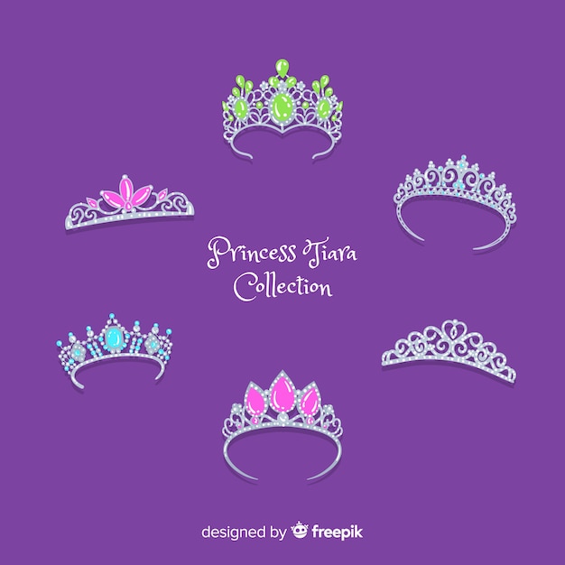 Vecteur gratuit collection de diadème de princesse en argent