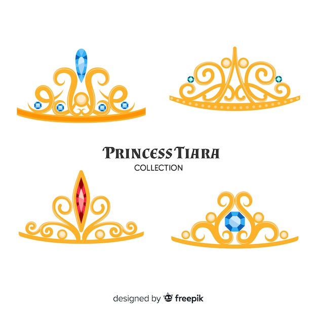 Vecteur gratuit collection de diadème de princesse d'or