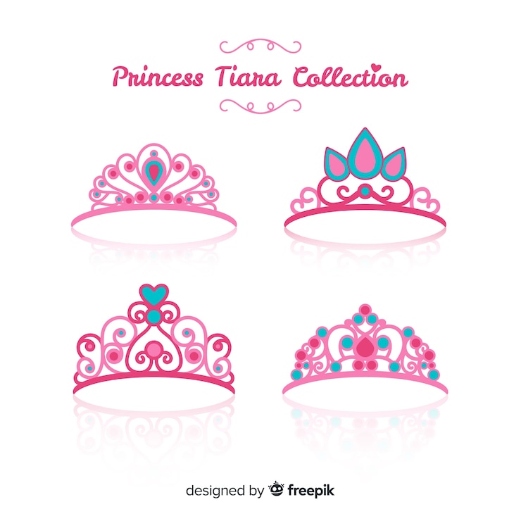 Vecteur gratuit collection de diadème princesse rose pâle
