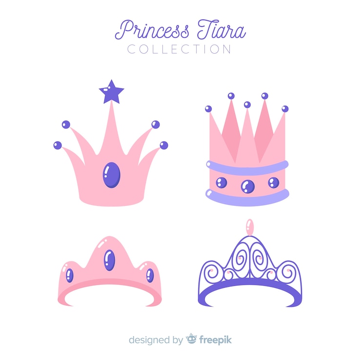 Vecteur gratuit collection de diadème de princesse rose