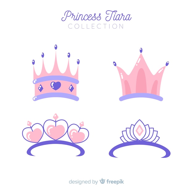 Vecteur gratuit collection de diadème de princesse rose