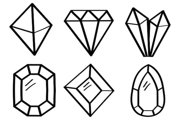 Vecteur gratuit collection de diamants et de pierres précieuses doodle