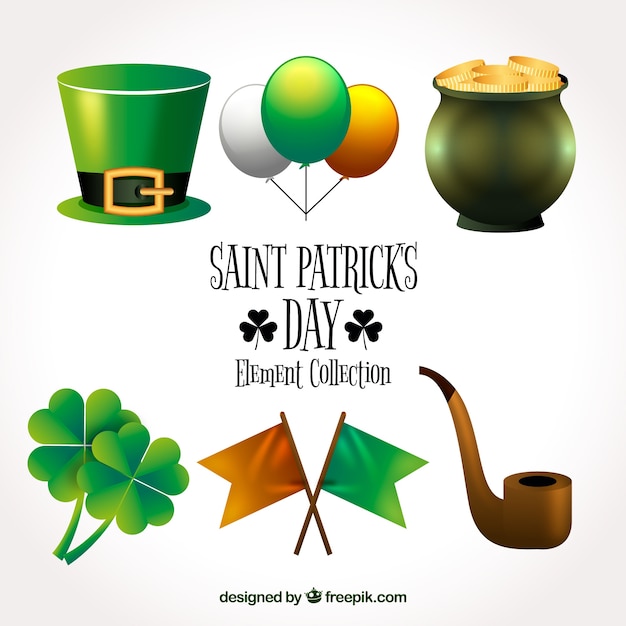 Collection de différents éléments pour la Saint-Patrick