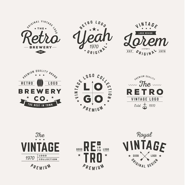Vecteur gratuit collection de différents logos vintage