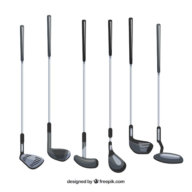 Collection de différents types de clubs de golf