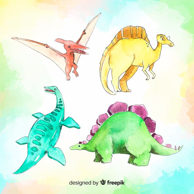 Collection de dinosaures à l&#39;aquarelle