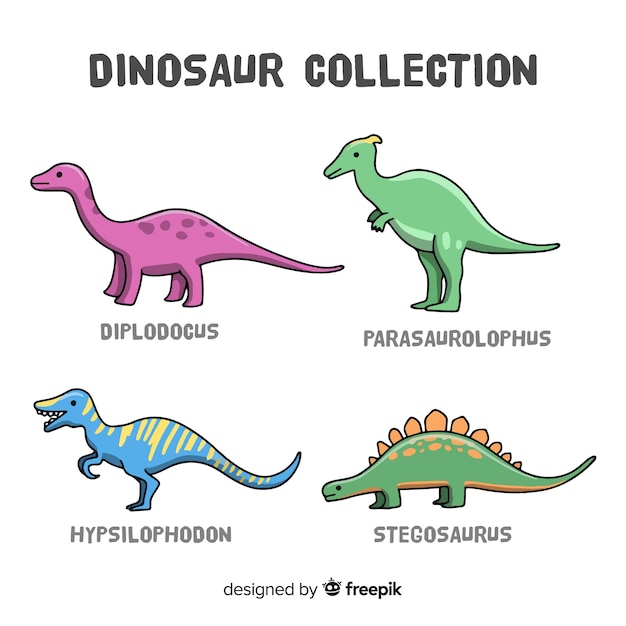 Vecteur gratuit collection de dinosaures dessinés à la main