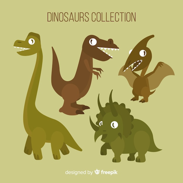 Vecteur gratuit collection de dinosaures dessinés à la main