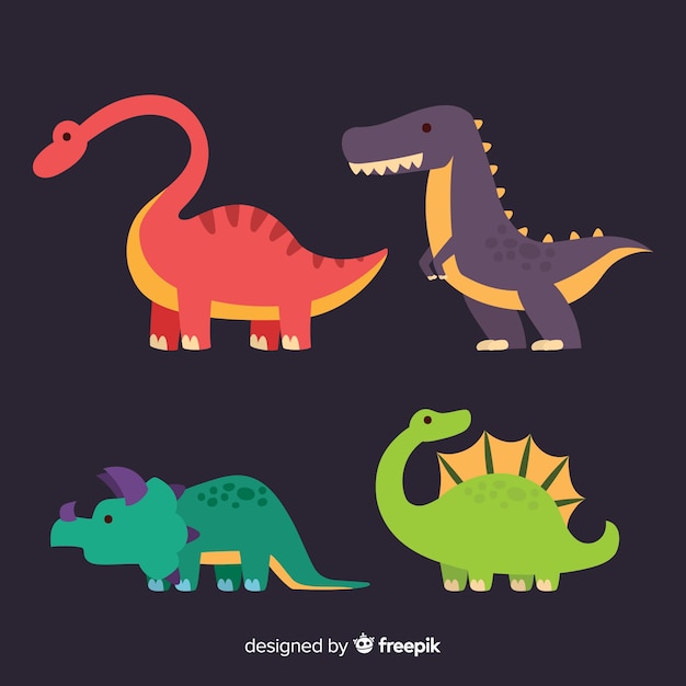 Collection De Dinosaures Plats