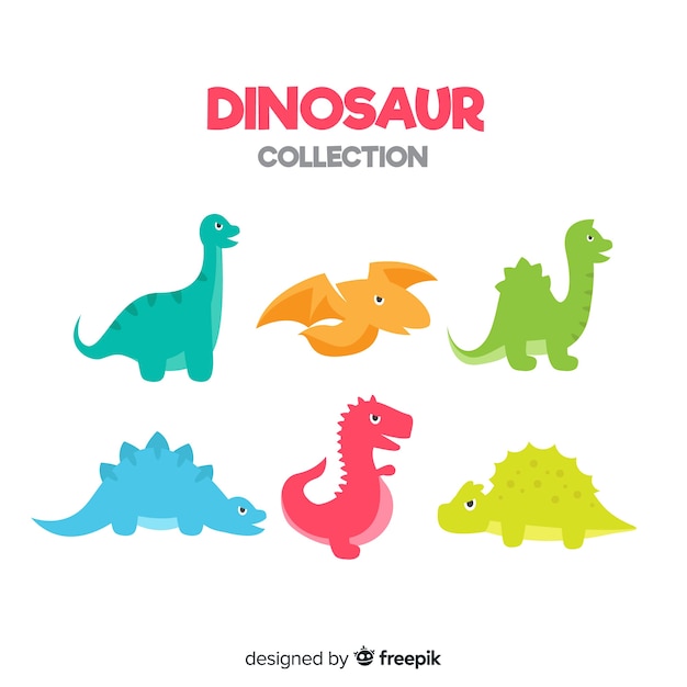 Vecteur gratuit collection de dinosaures plats