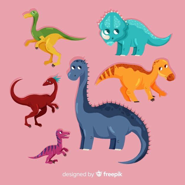 Collection de dinosaures plats