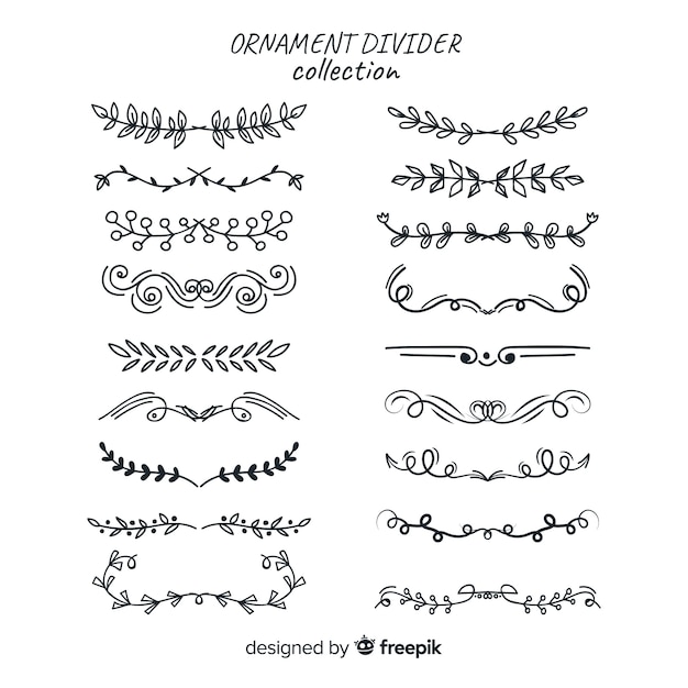 Vecteur gratuit collection de diviseur d'ornement dessiné à la main