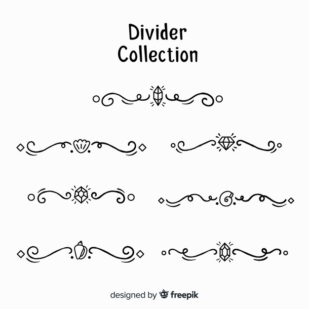 Collection de diviseur d&#39;ornement dessiné à la main