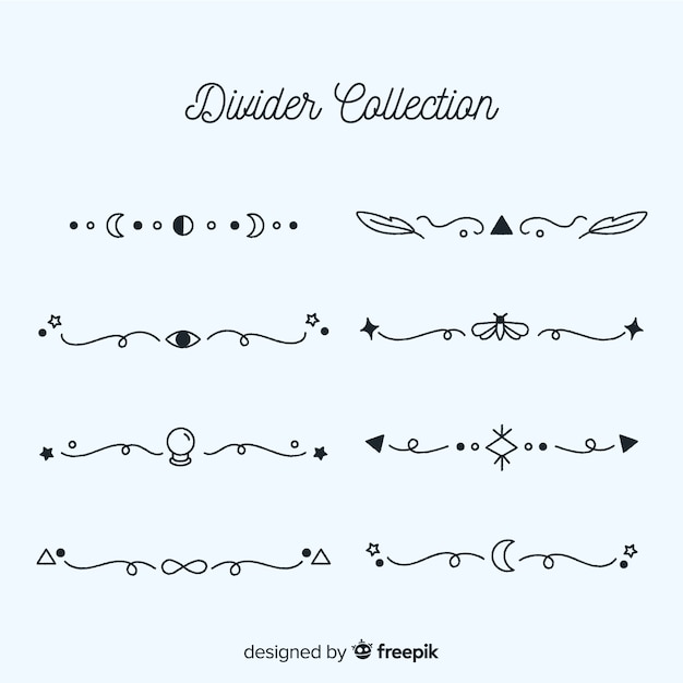 Vecteur gratuit collection de diviseur d'ornement dessiné à la main