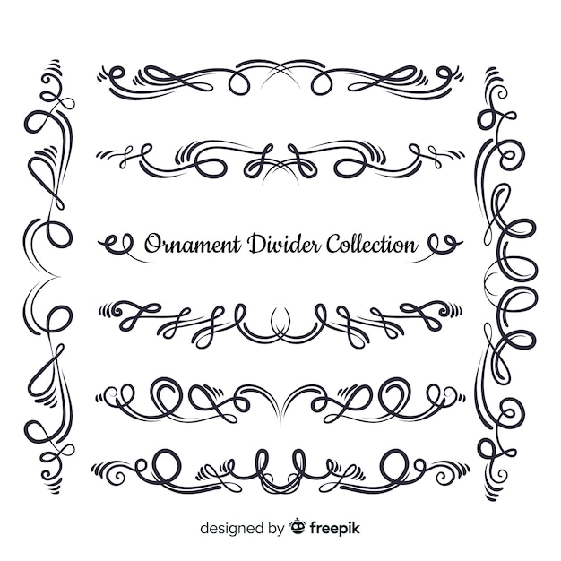 Collection De Diviseur D'ornement Dessiné à La Main