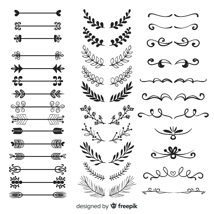 Vecteur gratuit collection de diviseur d&#39;ornement dessiné à la main