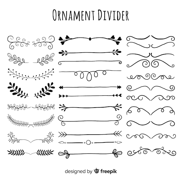 Vecteur gratuit collection de diviseur d'ornement