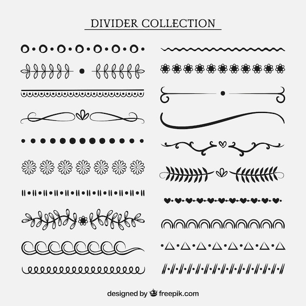 Vecteur gratuit collection de diviseurs dans un style dessiné à la main