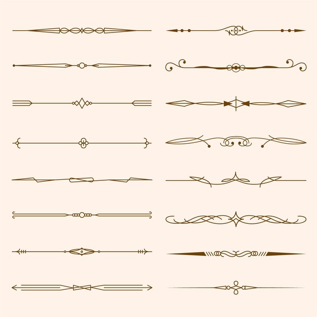 Collection de diviseurs ornementaux calligraphiques