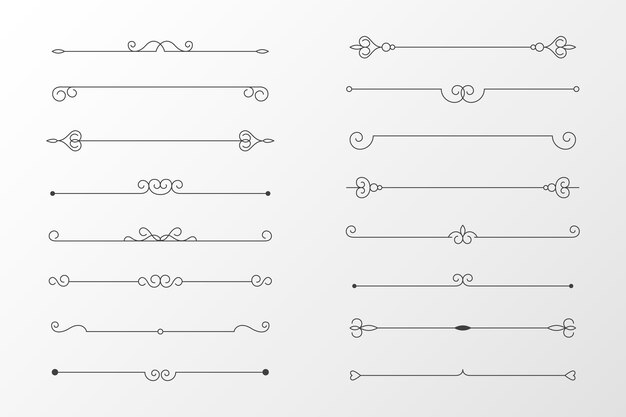 Collection de diviseurs ornementaux calligraphiques
