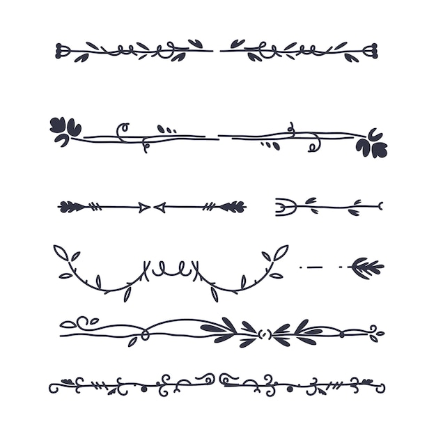 Collection de diviseurs ornementaux dessinés à la main