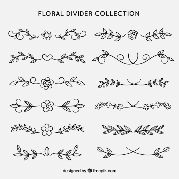 Vecteur gratuit collection de diviseurs avec des ornements floraux