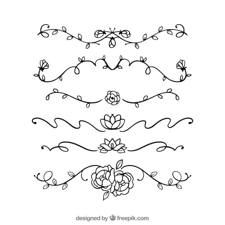 Vecteur gratuit collection de diviseurs avec des ornements floraux
