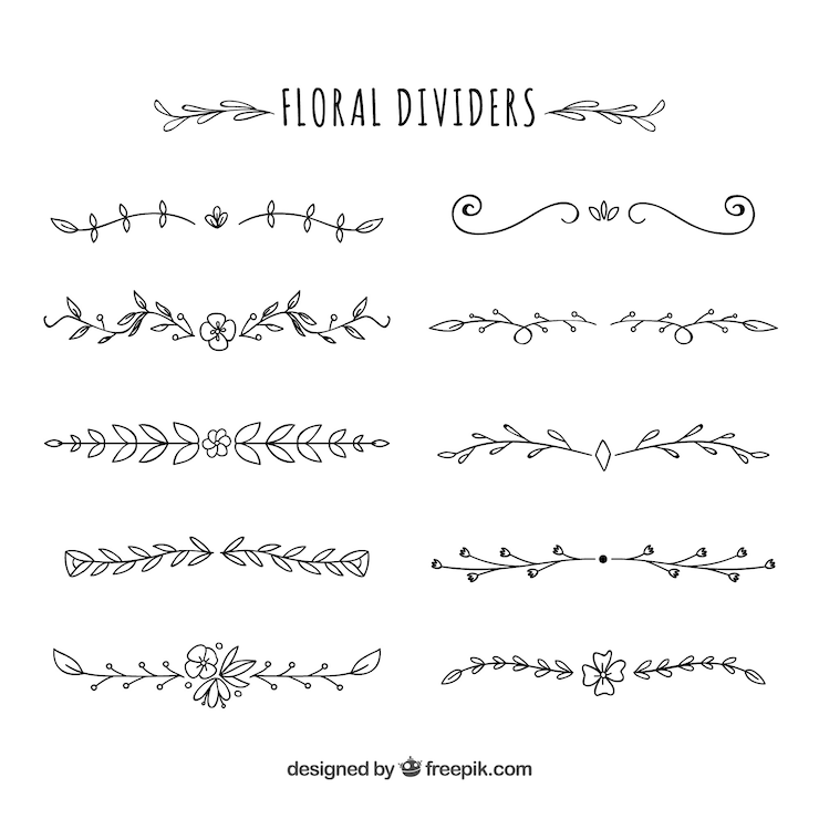 Vecteur gratuit collection de diviseurs avec des ornements floraux