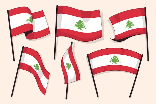 Vecteur gratuit collection de drapeau libanais plat