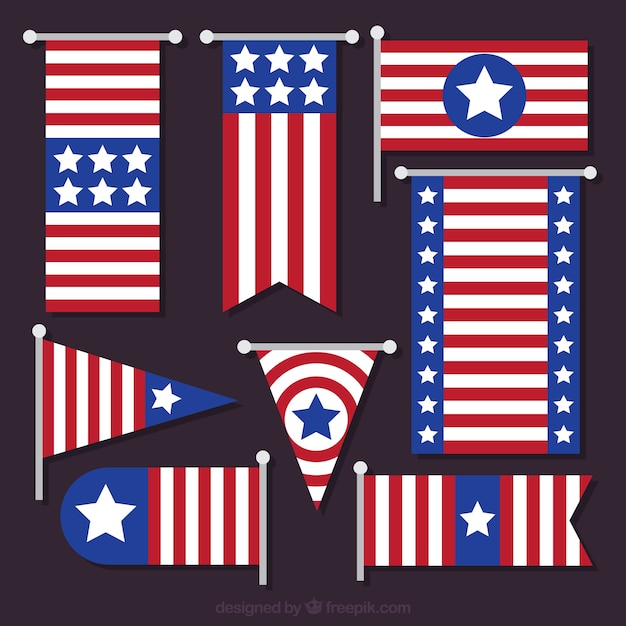 Vecteur gratuit collection de drapeaux américains