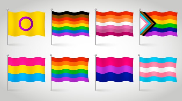 Collection de drapeaux lgbt du mois de la fierté dégradée