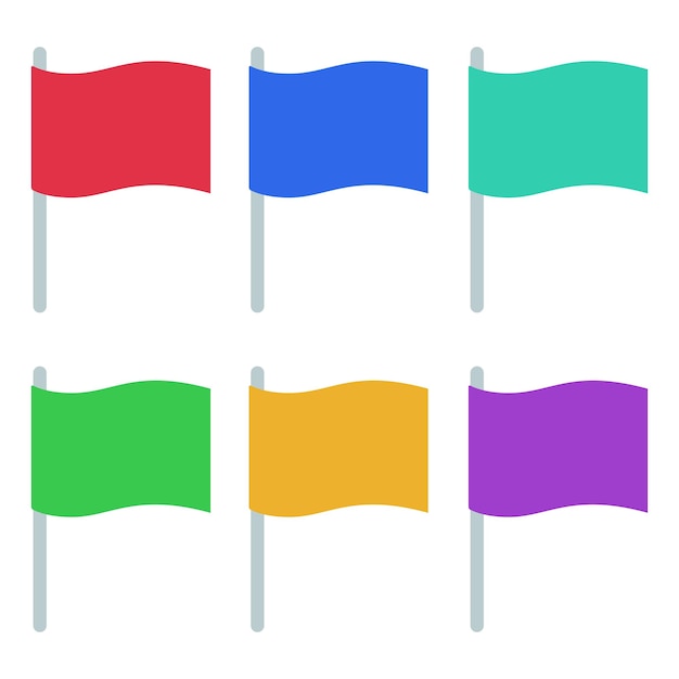 Vecteur gratuit collection de drapeaux wavey de différentes couleurs