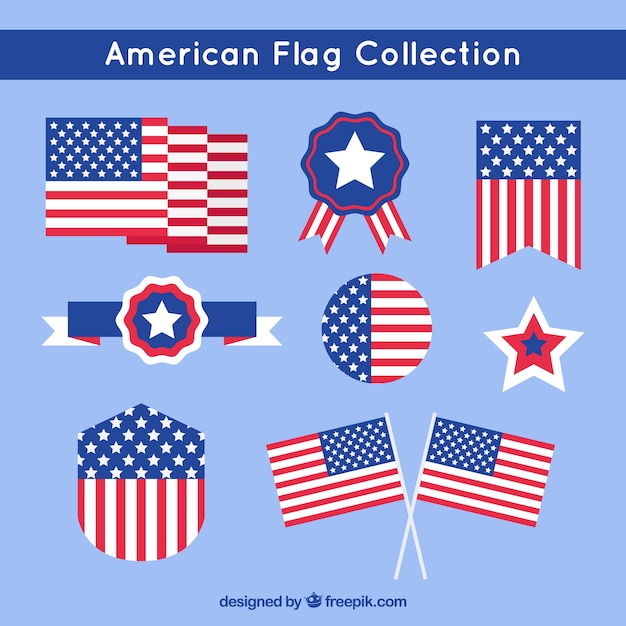 Vecteur gratuit collection du drapeau américain