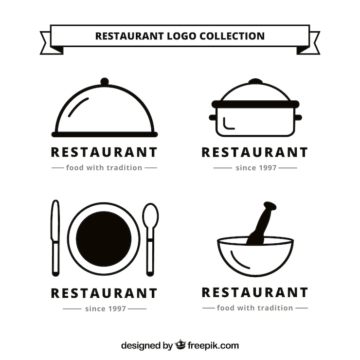 Vecteur gratuit collection du logo resturant