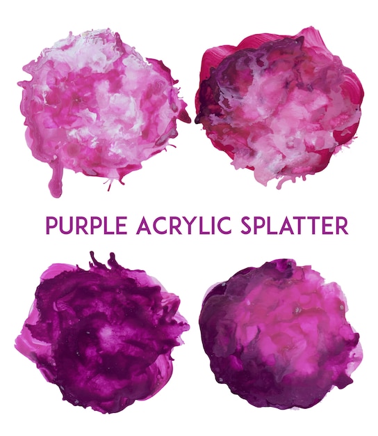 Vecteur gratuit collection d'éclaboussures acryliques violet