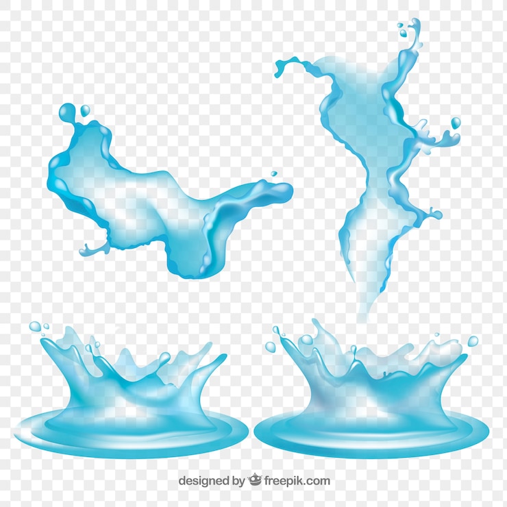 Vecteur gratuit collection d'éclaboussures d'eau dans un style réaliste sans arrière-plan