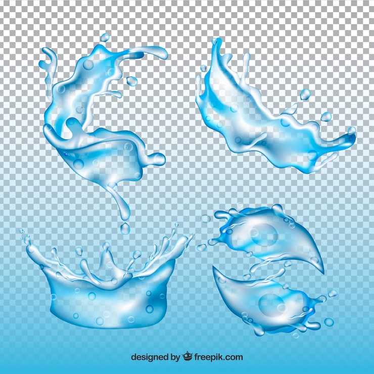 Vecteur gratuit collection d'éclaboussures d'eau dans un style réaliste sans arrière-plan