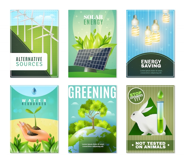 Vecteur gratuit collection ecology 6 mini banners