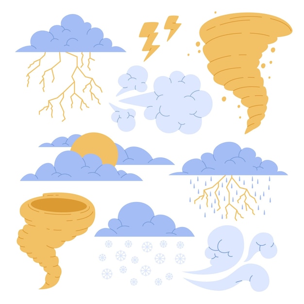 Vecteur gratuit collection d'effets météo dessinés à la main